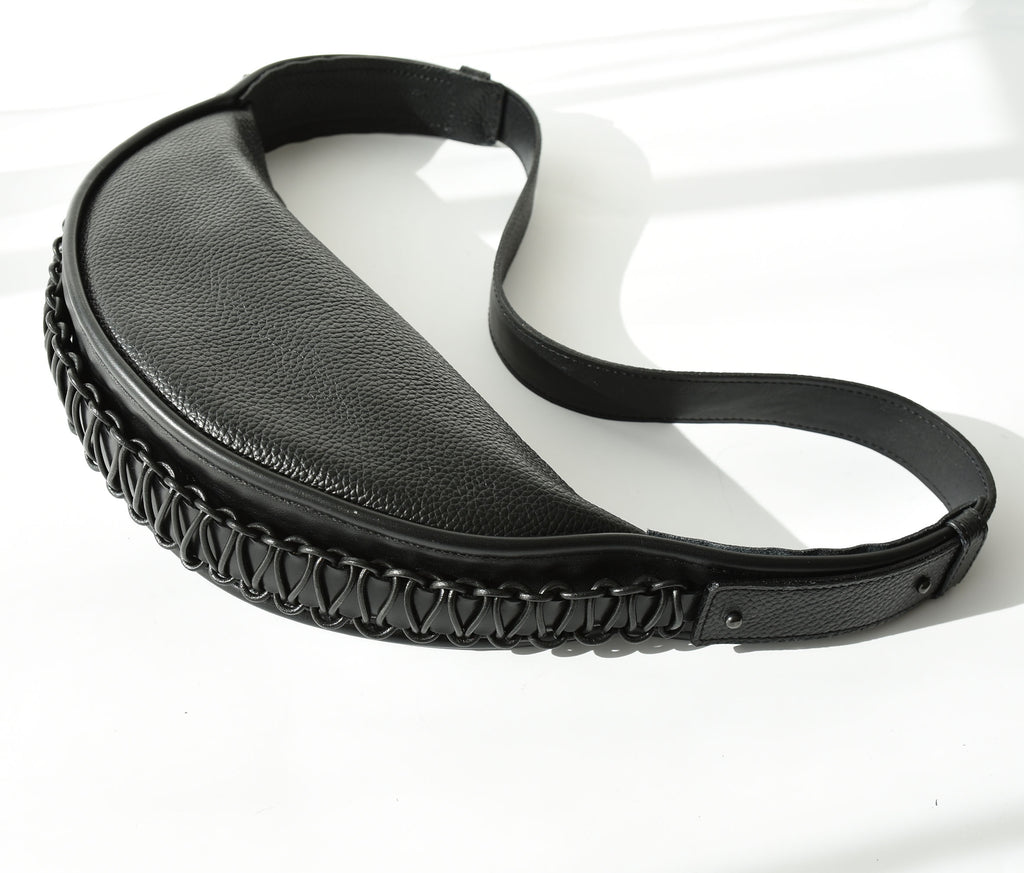 Black leather bumbag