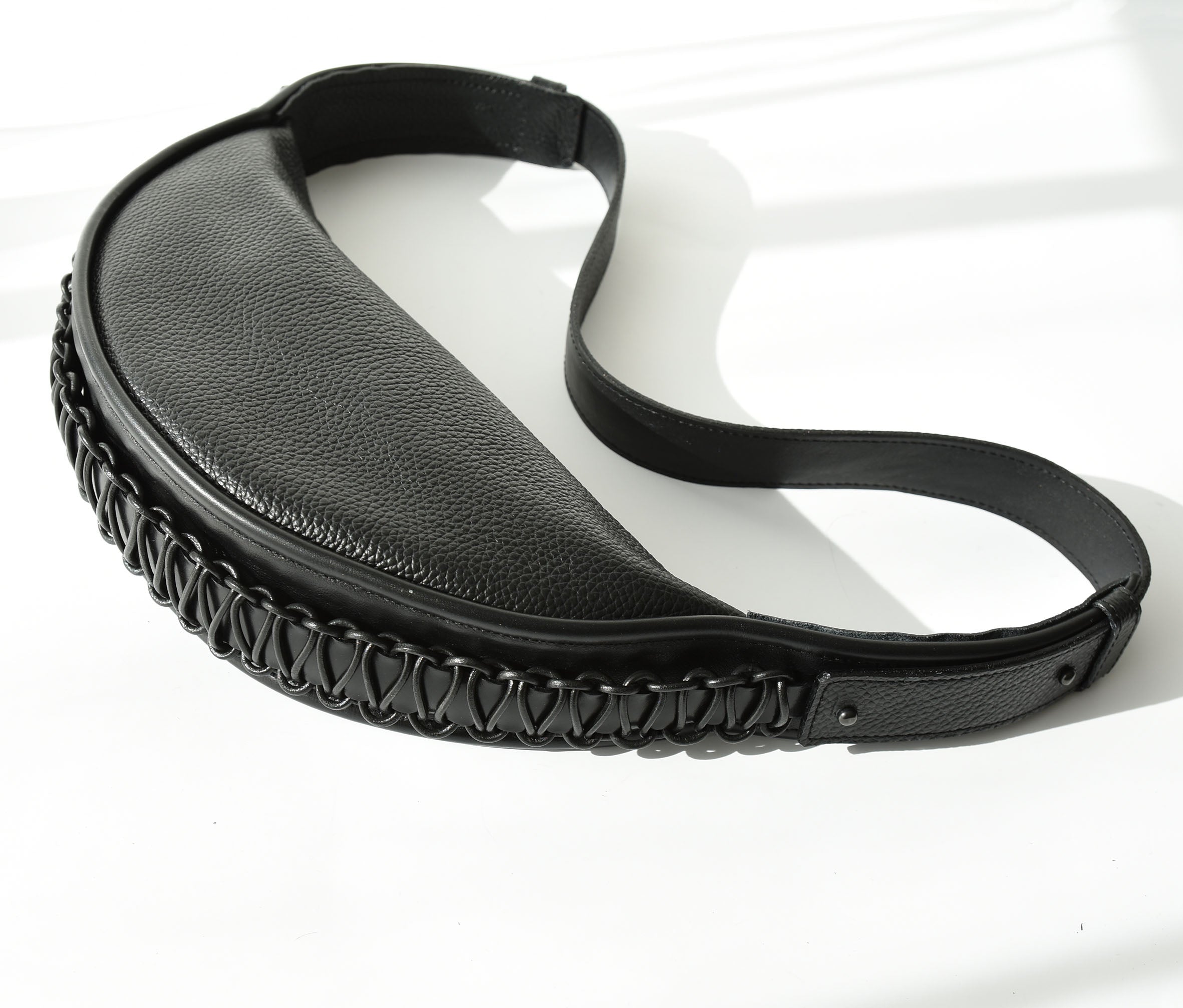 Black leather bumbag